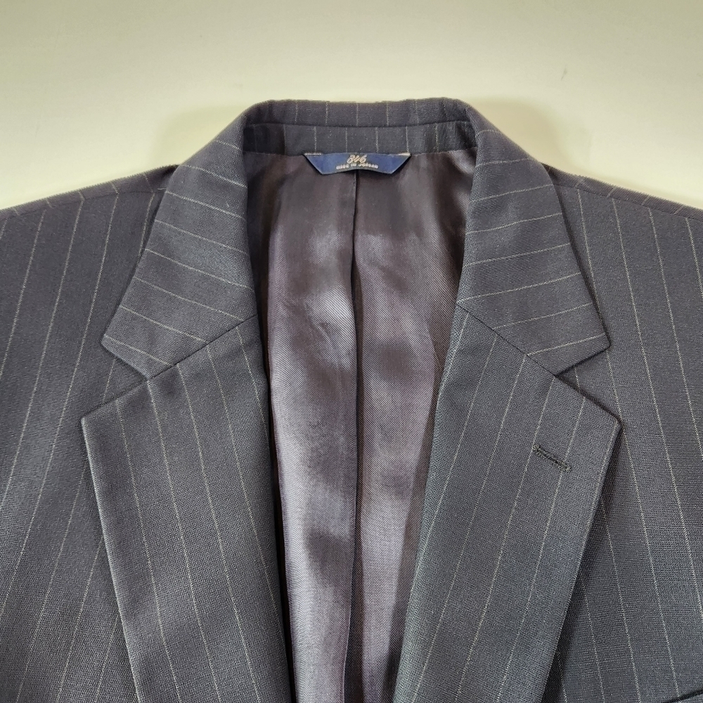 BROOKS Brothers 346 Mens 44L Wool Black Pinstripe Blazer Sport Coat Suit Jacket - Picture 4 of 11